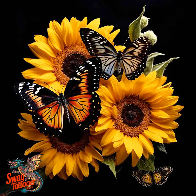50 Sunflower and Butterfly Tattoos: Nature’s Beauty on Skin 20 sunflower and butterfly tattoo