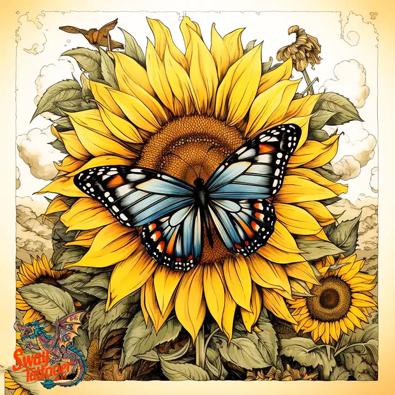50 Sunflower and Butterfly Tattoos: Nature’s Beauty on Skin 16 sunflower and butterfly tattoo