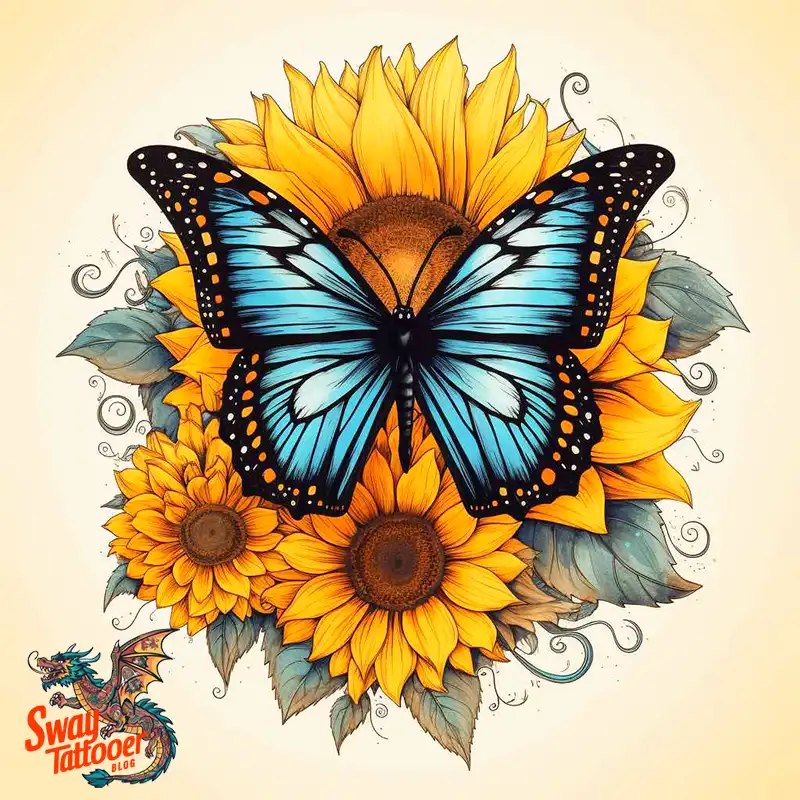 50 Sunflower and Butterfly Tattoos: Nature’s Beauty on Skin 17 sunflower and butterfly tattoo