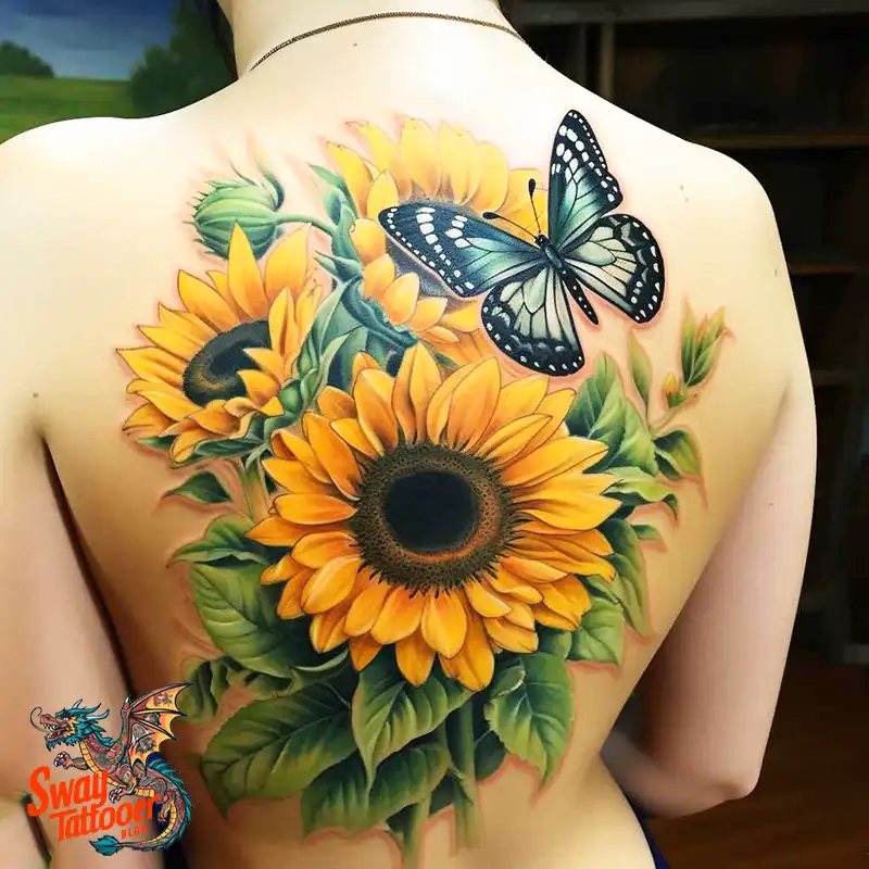 50 Sunflower and Butterfly Tattoos: Nature’s Beauty on Skin 14 sunflower and butterfly tattoo
