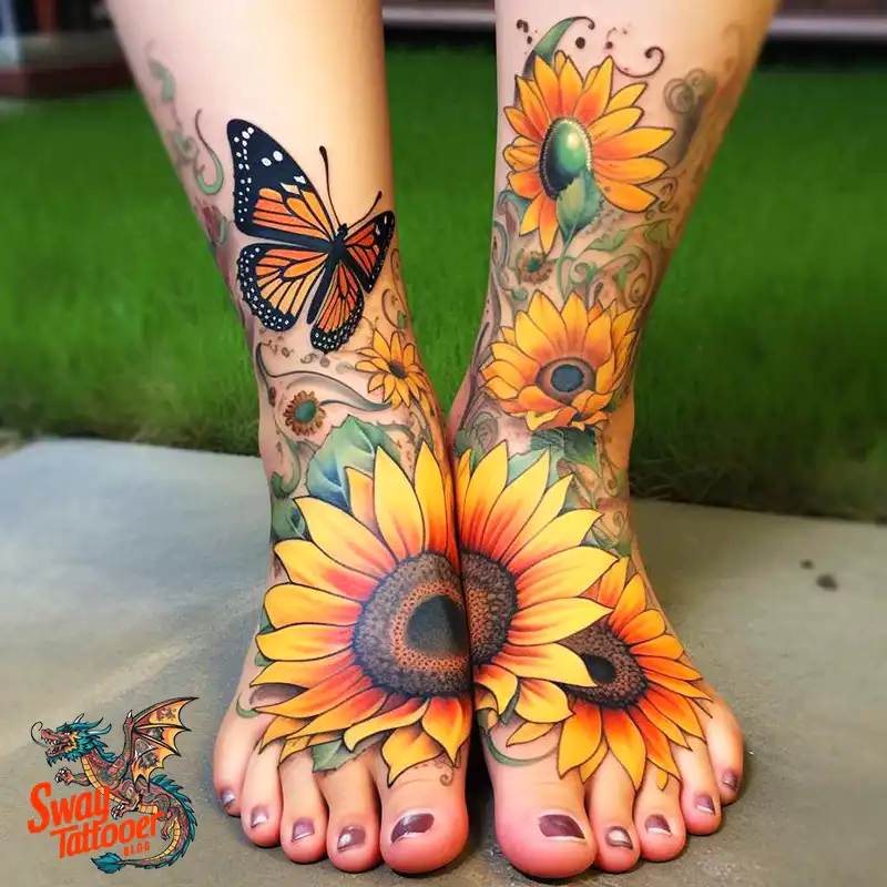 50 Sunflower and Butterfly Tattoos: Nature’s Beauty on Skin 13 sunflower and butterfly tattoo