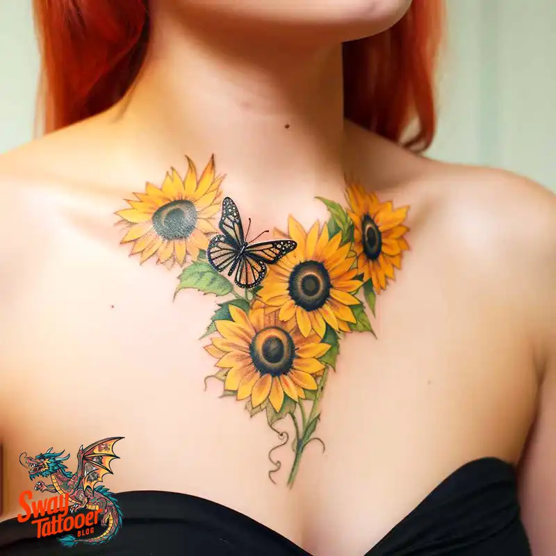 50 Sunflower and Butterfly Tattoos: Nature’s Beauty on Skin 12 sunflower and butterfly tattoo