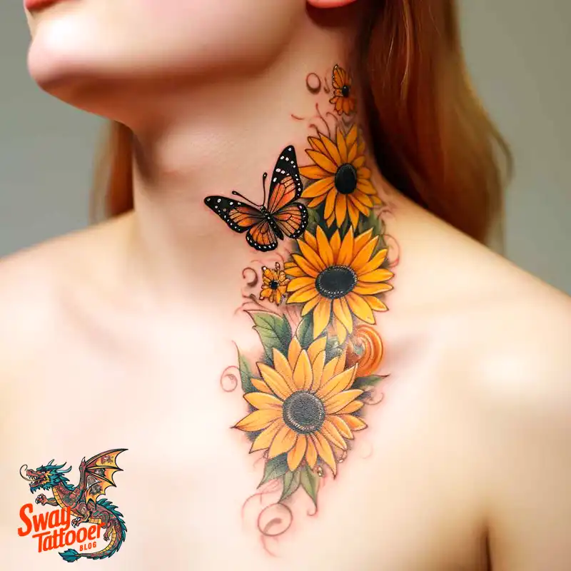 50 Sunflower and Butterfly Tattoos: Nature’s Beauty on Skin 11 sunflower and butterfly tattoo
