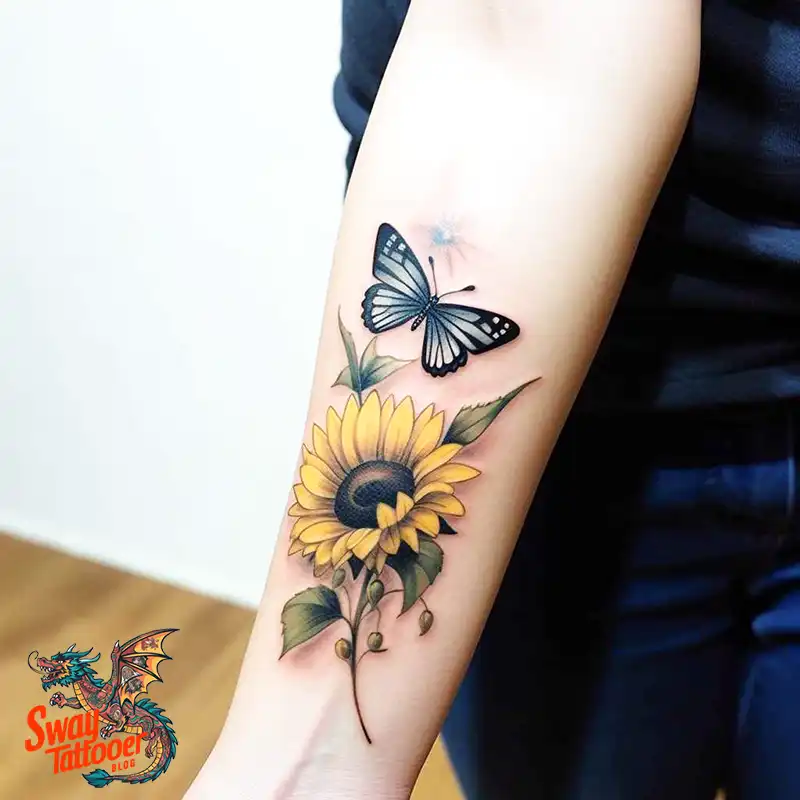 50 Sunflower and Butterfly Tattoos: Nature’s Beauty on Skin 10 sunflower and butterfly tattoo
