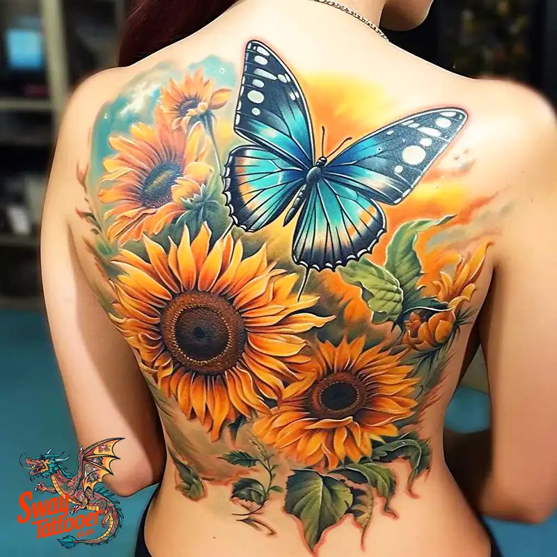 50 Sunflower and Butterfly Tattoos: Nature’s Beauty on Skin 5 sunflower and butterfly tattoo