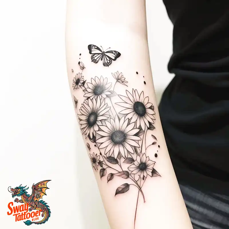 50 Sunflower and Butterfly Tattoos: Nature’s Beauty on Skin 44 sunflower and butterfly tattoo