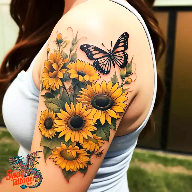 50 Sunflower and Butterfly Tattoos: Nature’s Beauty on Skin 40 sunflower and butterfly tattoo