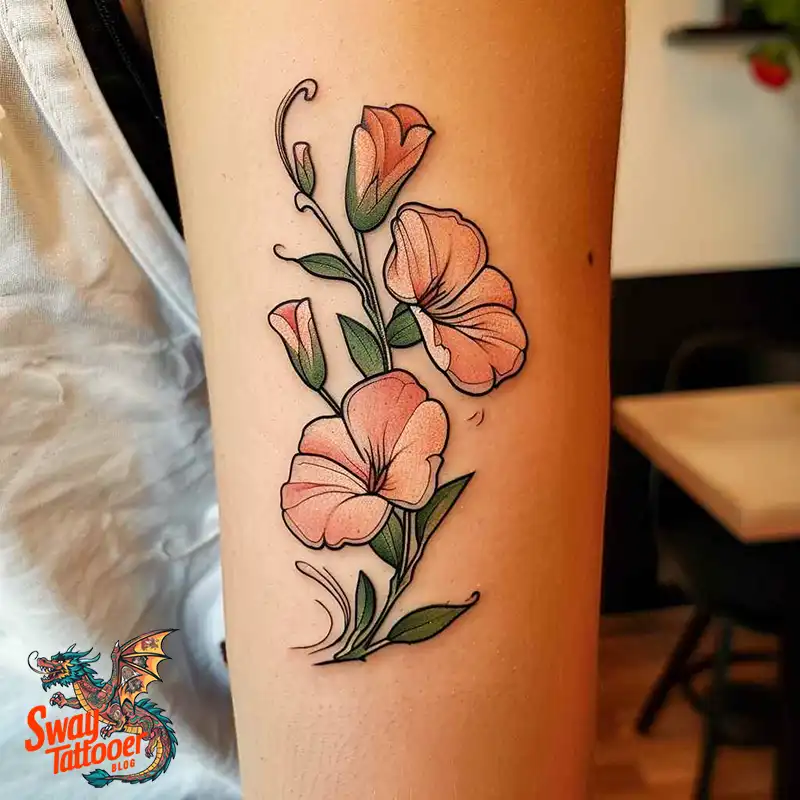 150 Sweet Pea Flower Tattoo Design Ideas and Deep Meanings 123 sweet pea flower tattoo