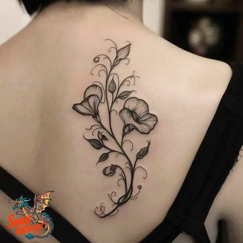 150 Sweet Pea Flower Tattoo Design Ideas and Deep Meanings 128 sweet pea flower tattoo