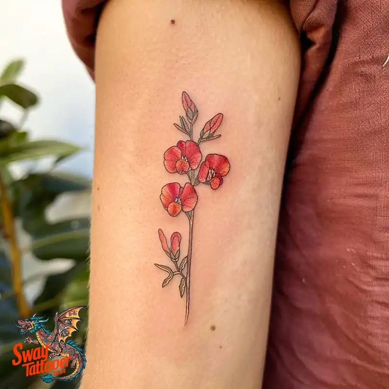 150 Sweet Pea Flower Tattoo Design Ideas and Deep Meanings 134 sweet pea flower tattoo