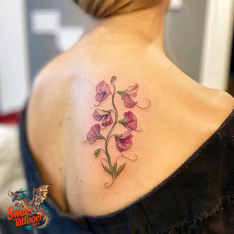 150 Sweet Pea Flower Tattoo Design Ideas and Deep Meanings 8 sweet pea tattoo