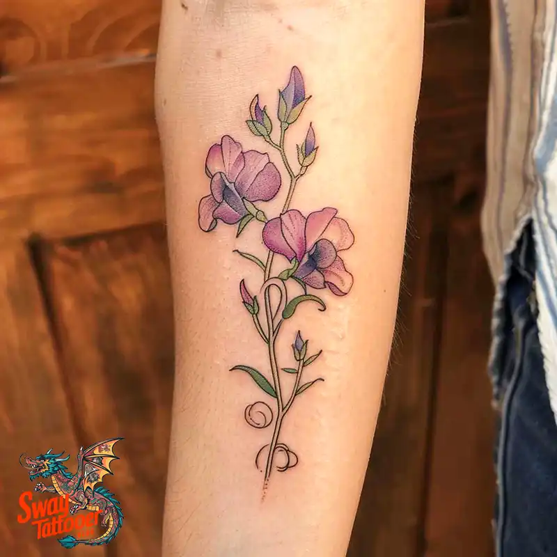 150 Sweet Pea Flower Tattoo Design Ideas and Deep Meanings 136 sweet pea flower tattoo