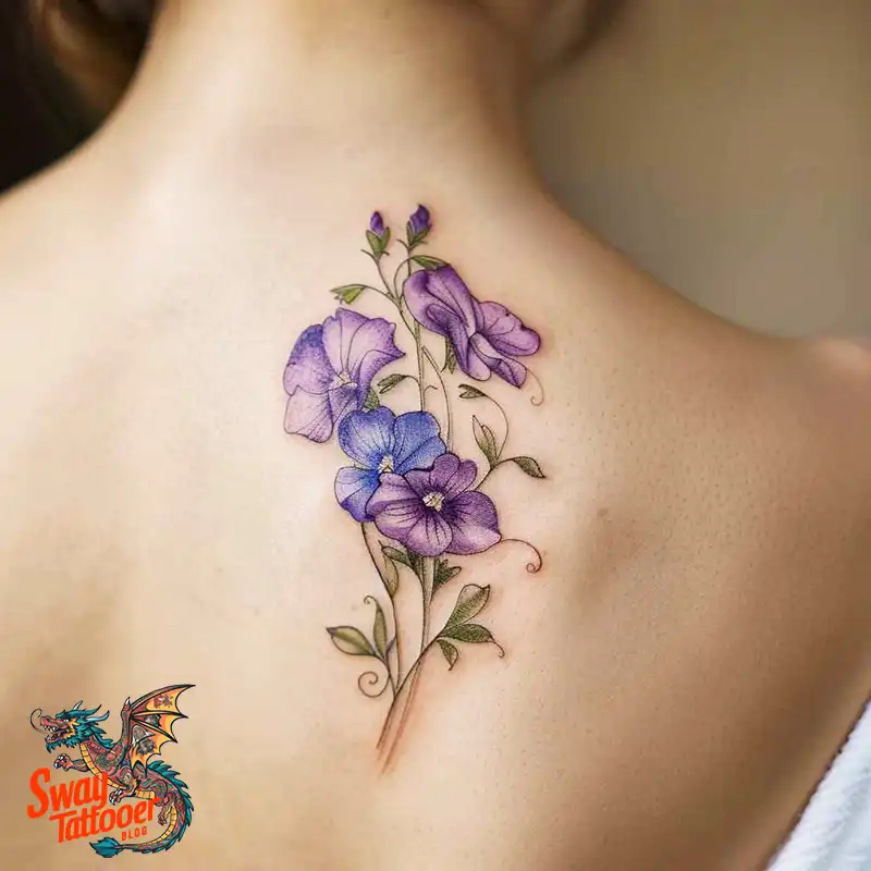 150 Sweet Pea Flower Tattoo Design Ideas and Deep Meanings 137 sweet pea flower tattoo