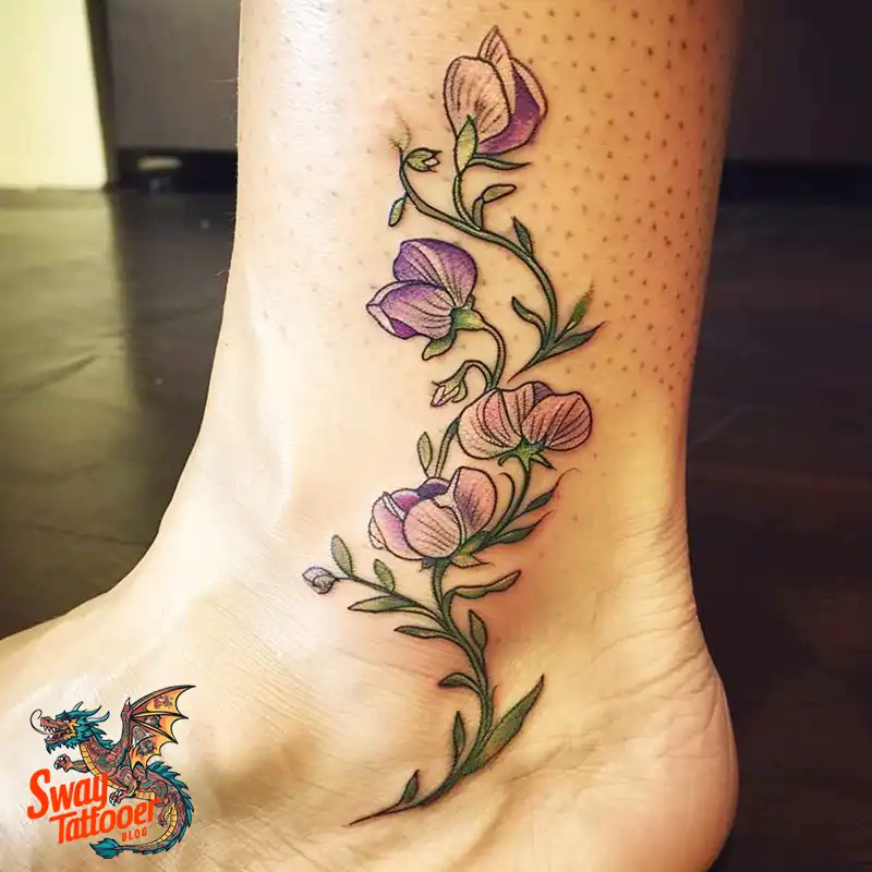 150 Sweet Pea Flower Tattoo Design Ideas and Deep Meanings 138 sweet pea flower tattoo