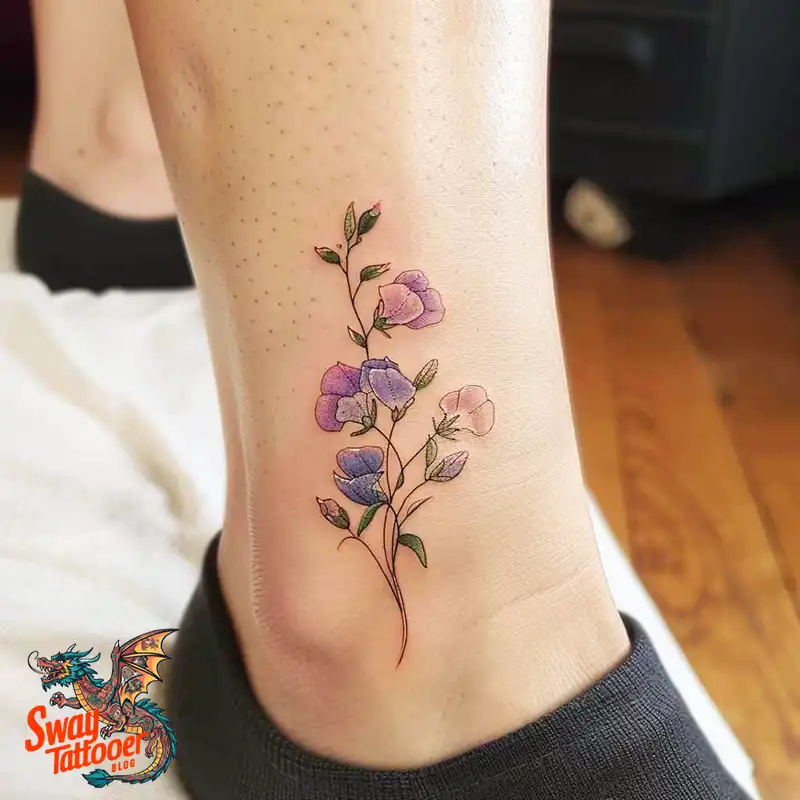 150 Sweet Pea Flower Tattoo Design Ideas and Deep Meanings 143 sweet pea flower tattoo