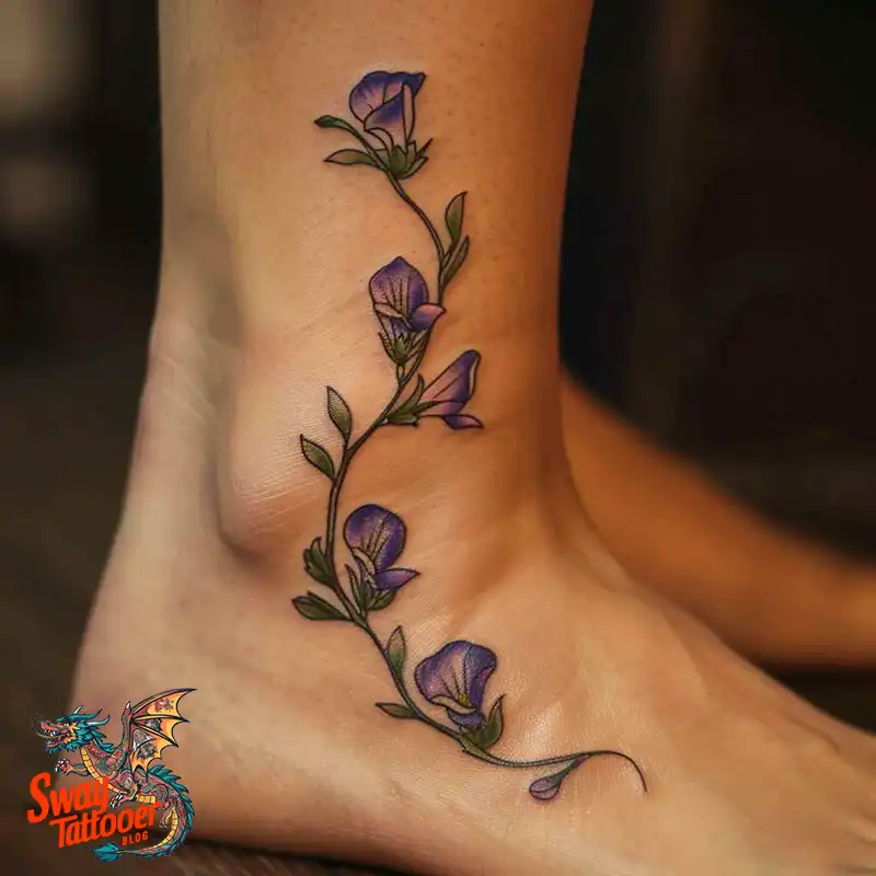 150 Sweet Pea Flower Tattoo Design Ideas and Deep Meanings 142 sweet pea flower tattoo