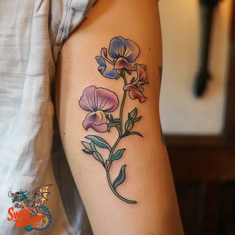 150 Sweet Pea Flower Tattoo Design Ideas and Deep Meanings 139 sweet pea flower tattoo