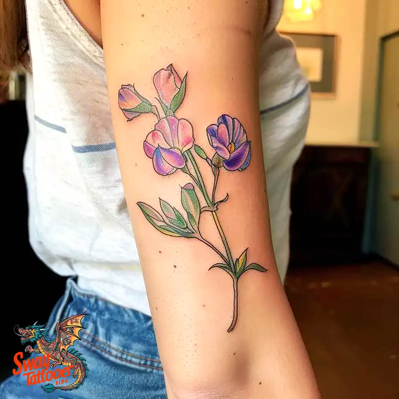 150 Sweet Pea Flower Tattoo Design Ideas and Deep Meanings 120 sweet pea flower tattoo