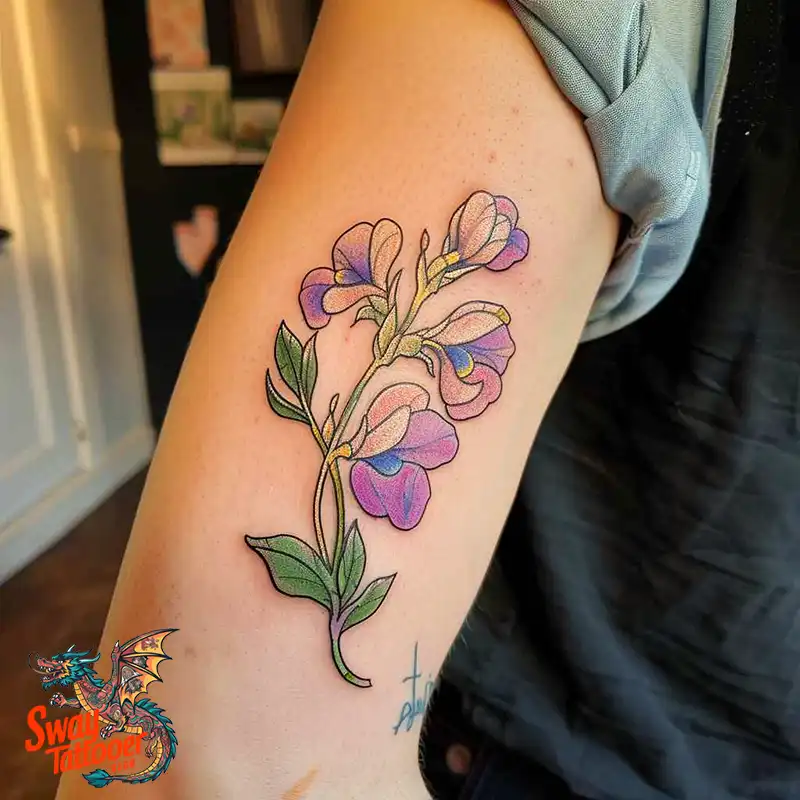 150 Sweet Pea Flower Tattoo Design Ideas and Deep Meanings 119 sweet pea flower tattoo