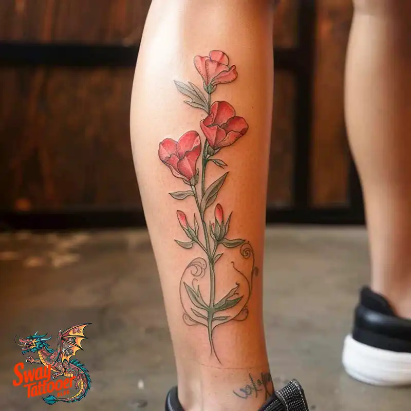 150 Sweet Pea Flower Tattoo Design Ideas and Deep Meanings 118 sweet pea flower tattoo
