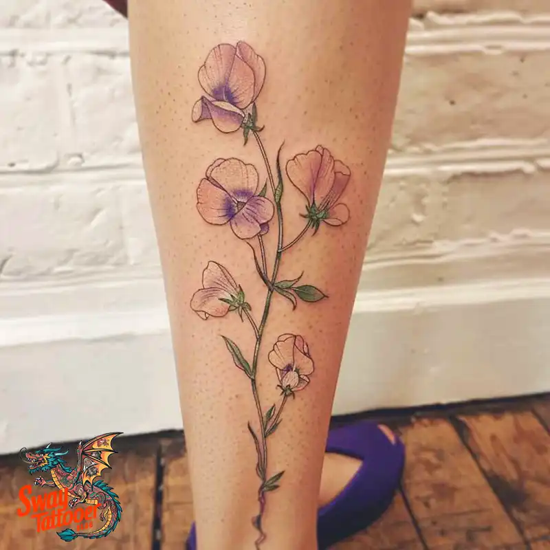 150 Sweet Pea Flower Tattoo Design Ideas and Deep Meanings 117 sweet pea flower tattoo