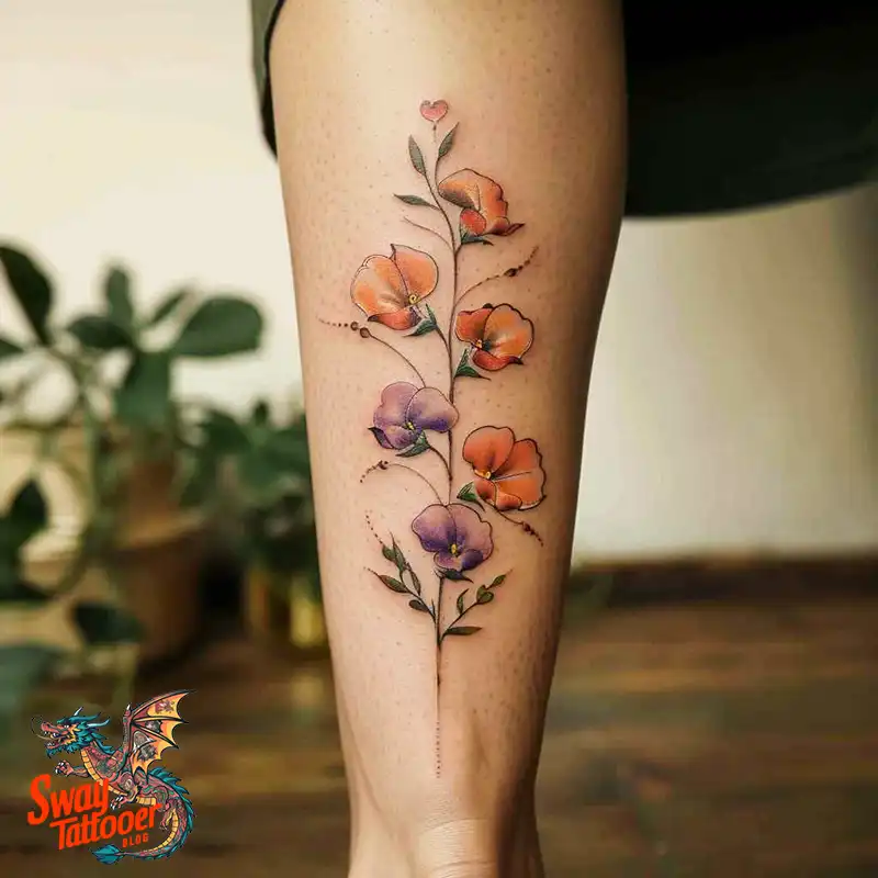 150 Sweet Pea Flower Tattoo Design Ideas and Deep Meanings 116 sweet pea flower tattoo