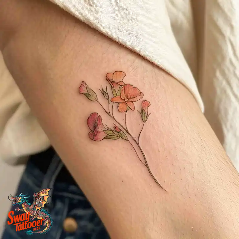 150 Sweet Pea Flower Tattoo Design Ideas and Deep Meanings 107 sweet pea flower tattoo