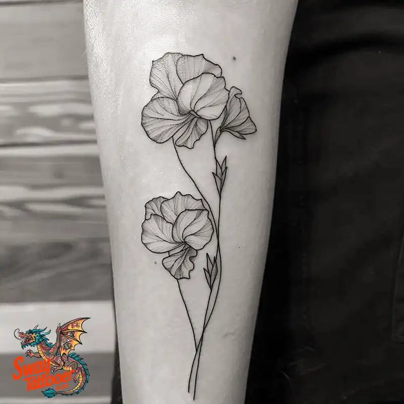 150 Sweet Pea Flower Tattoo Design Ideas and Deep Meanings 126 sweet pea flower tattoo