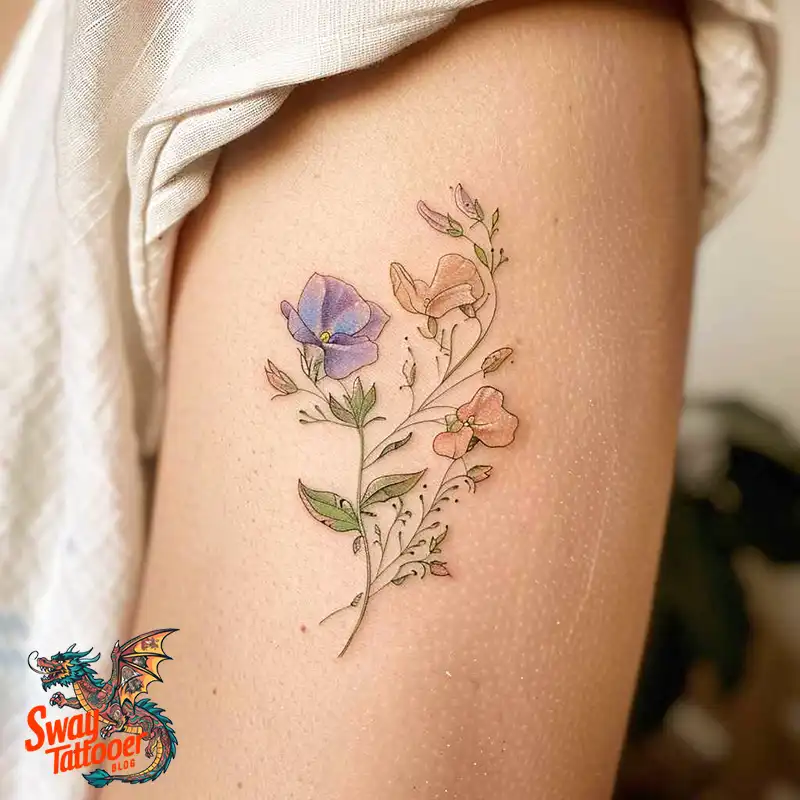 150 Sweet Pea Flower Tattoo Design Ideas and Deep Meanings 104 sweet pea flower tattoo