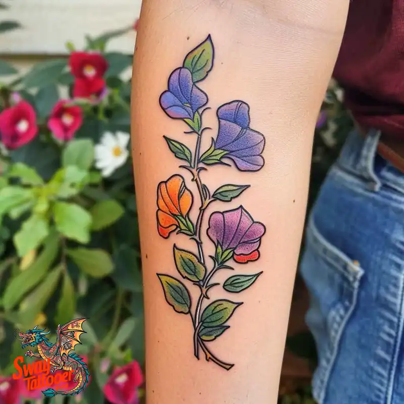 150 Sweet Pea Flower Tattoo Design Ideas and Deep Meanings 103 sweet pea flower tattoo