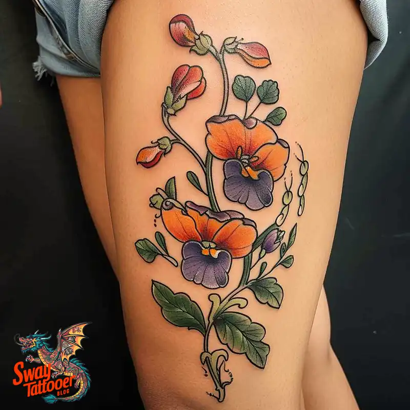 150 Sweet Pea Flower Tattoo Design Ideas and Deep Meanings 98 sweet pea flower tattoo