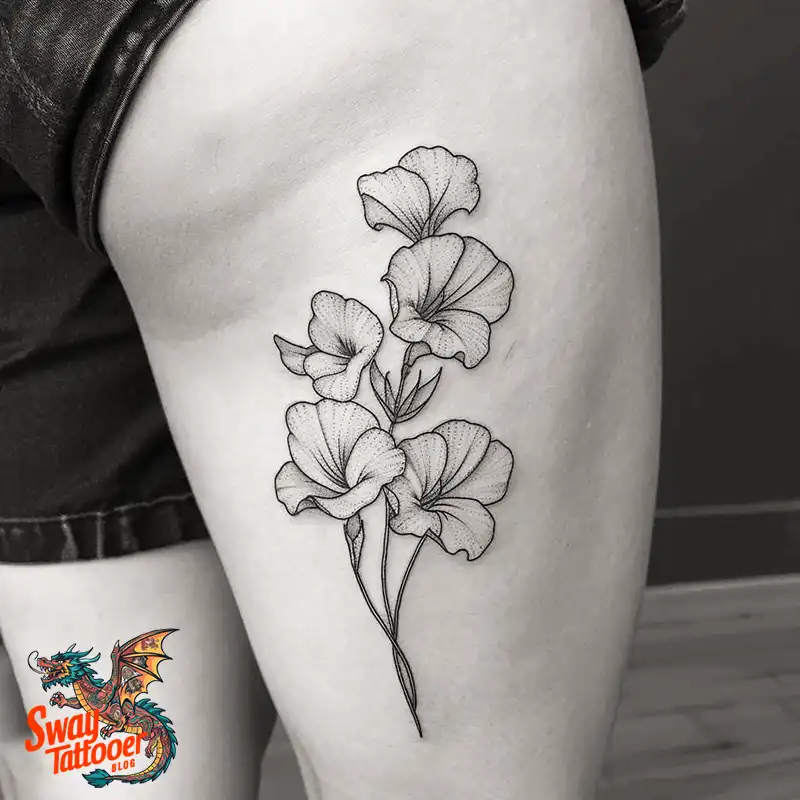 150 Sweet Pea Flower Tattoo Design Ideas and Deep Meanings 127 sweet pea flower tattoo