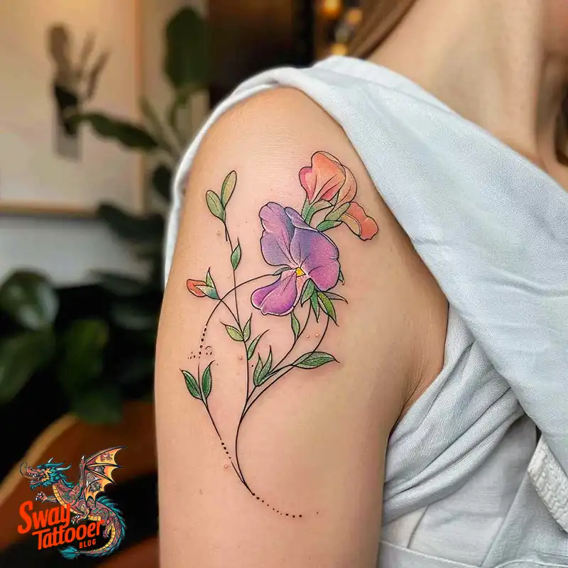 150 Sweet Pea Flower Tattoo Design Ideas and Deep Meanings 93 sweet pea flower tattoo