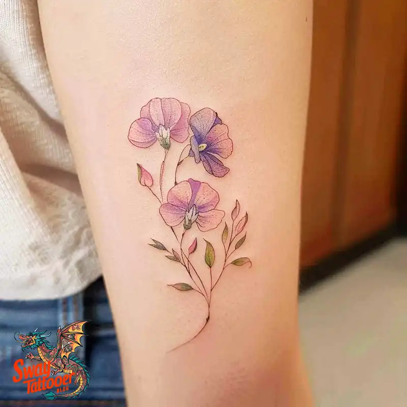 150 Sweet Pea Flower Tattoo Design Ideas and Deep Meanings 121 sweet pea flower tattoo