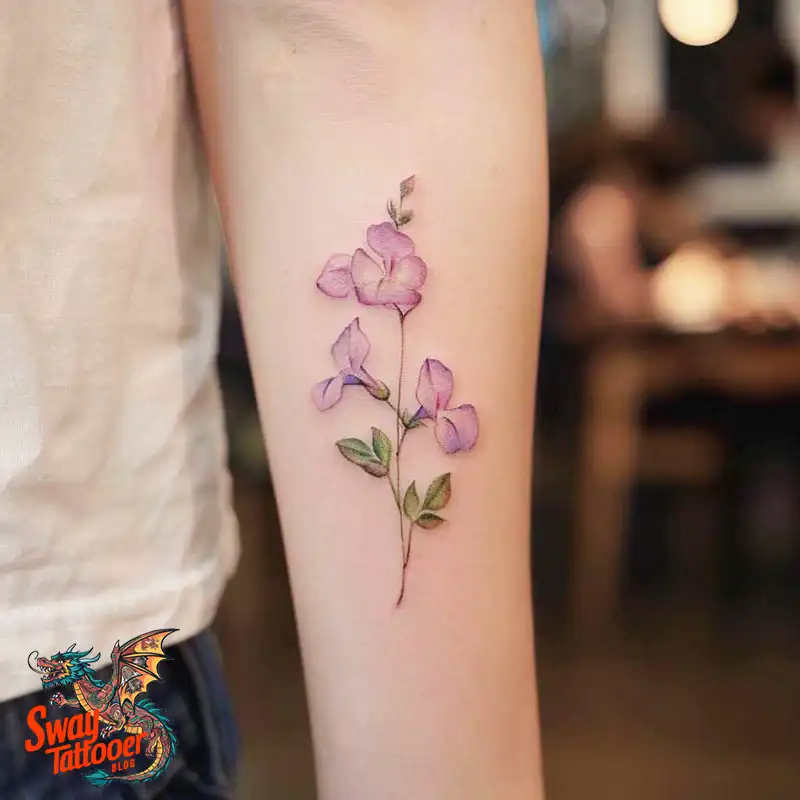 150 Sweet Pea Flower Tattoo Design Ideas and Deep Meanings 132 sweet pea flower tattoo
