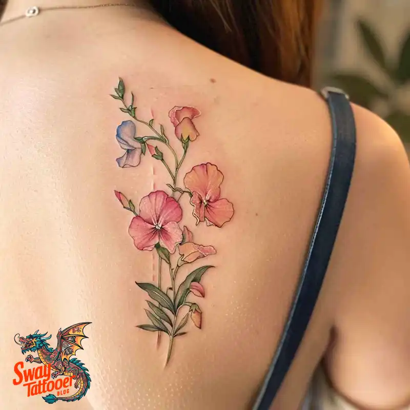 150 Sweet Pea Flower Tattoo Design Ideas and Deep Meanings 77 sweet pea flower tattoo