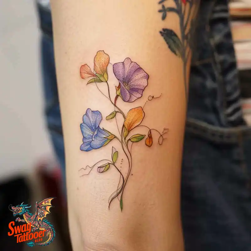 150 Sweet Pea Flower Tattoo Design Ideas and Deep Meanings 131 sweet pea flower tattoo