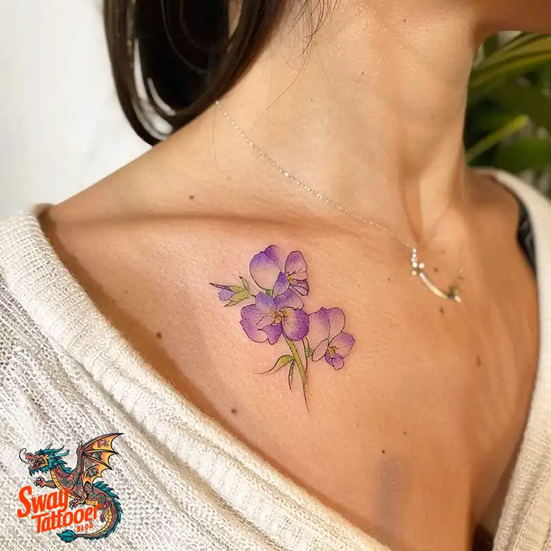 150 Sweet Pea Flower Tattoo Design Ideas and Deep Meanings 58 sweet pea tattoo