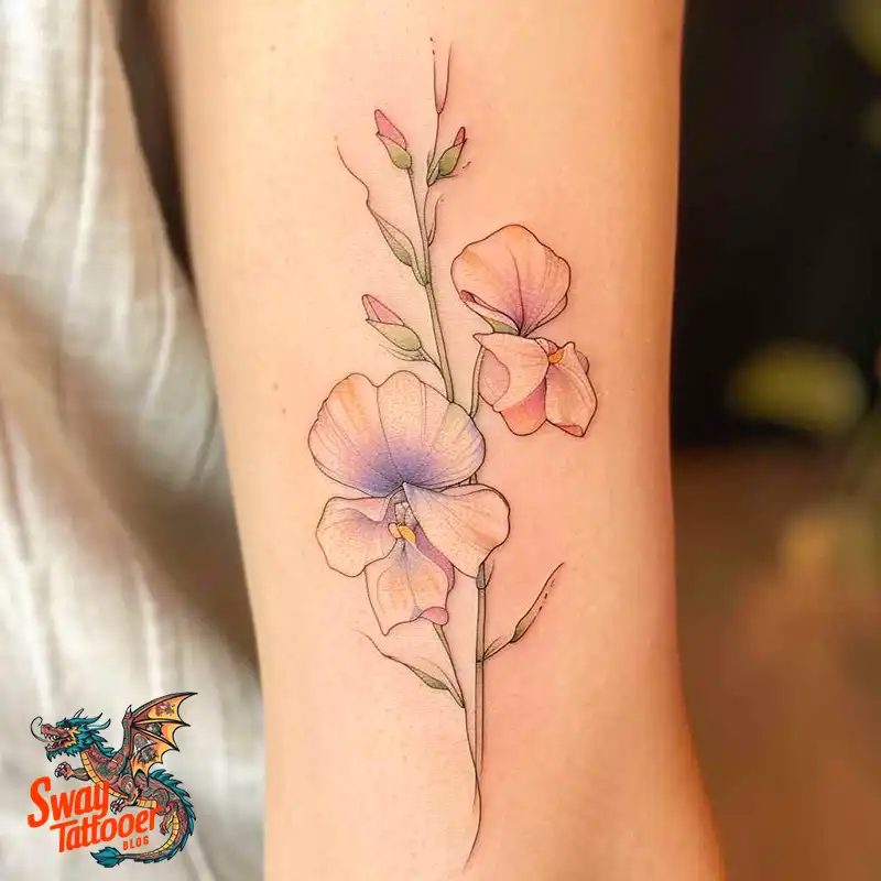 150 Sweet Pea Flower Tattoo Design Ideas and Deep Meanings 130 sweet pea flower tattoo