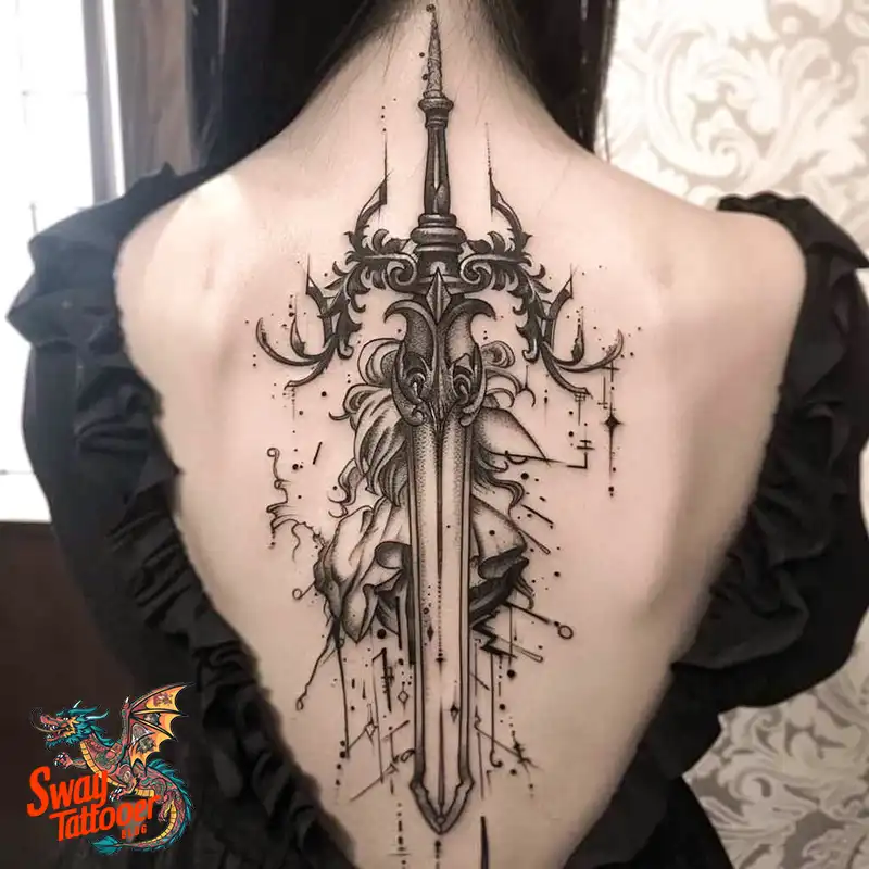 130 Sword on Back Tattoo Design Ideas: Symbol of Strength 133 sword on back tattoo
