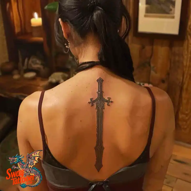 130 Sword on Back Tattoo Design Ideas: Symbol of Strength 31 sword on back tattoo
