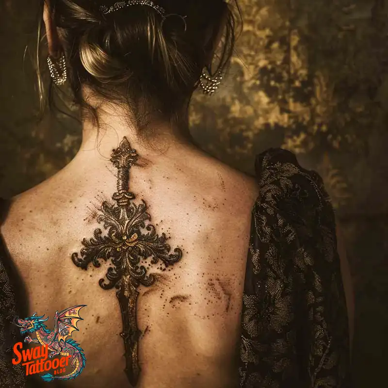 130 Sword on Back Tattoo Design Ideas: Symbol of Strength 25 sword on back tattoo