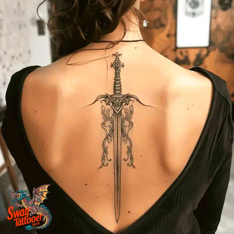 130 Sword on Back Tattoo Design Ideas: Symbol of Strength 28 sword on back tattoo