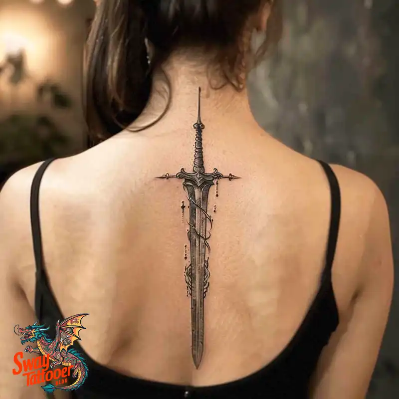 130 Sword on Back Tattoo Design Ideas: Symbol of Strength 29 sword on back tattoo