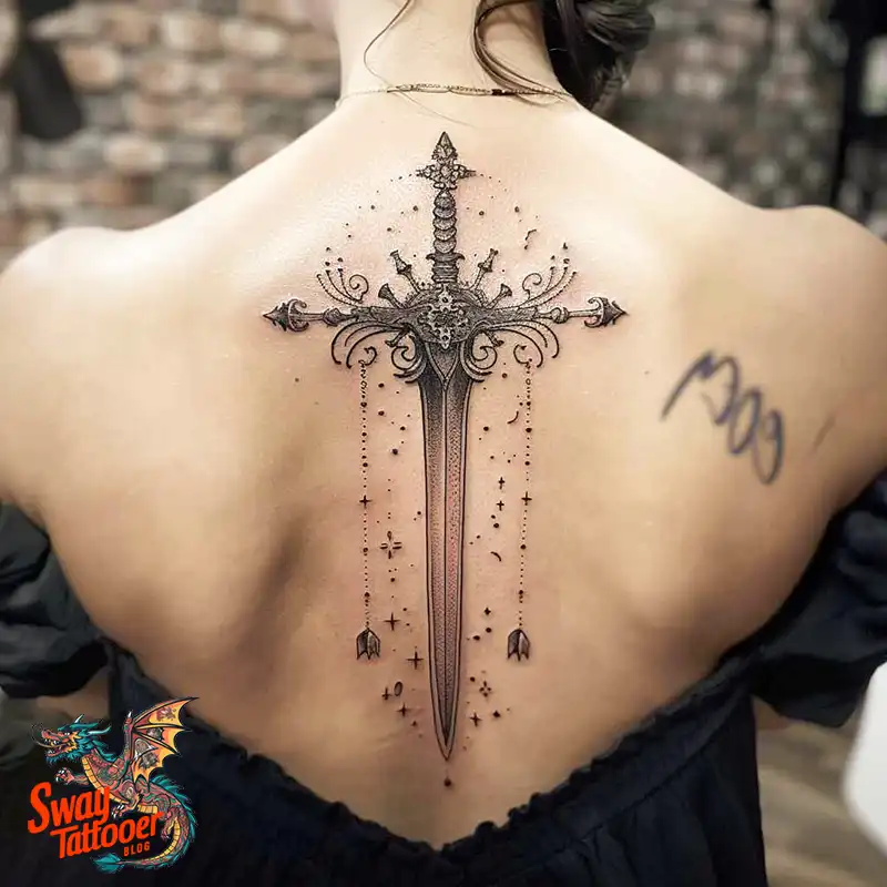 130 Sword on Back Tattoo Design Ideas: Symbol of Strength 125 sword on back tattoo