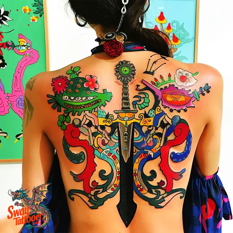 130 Sword on Back Tattoo Design Ideas: Symbol of Strength 30 sword on back tattoo