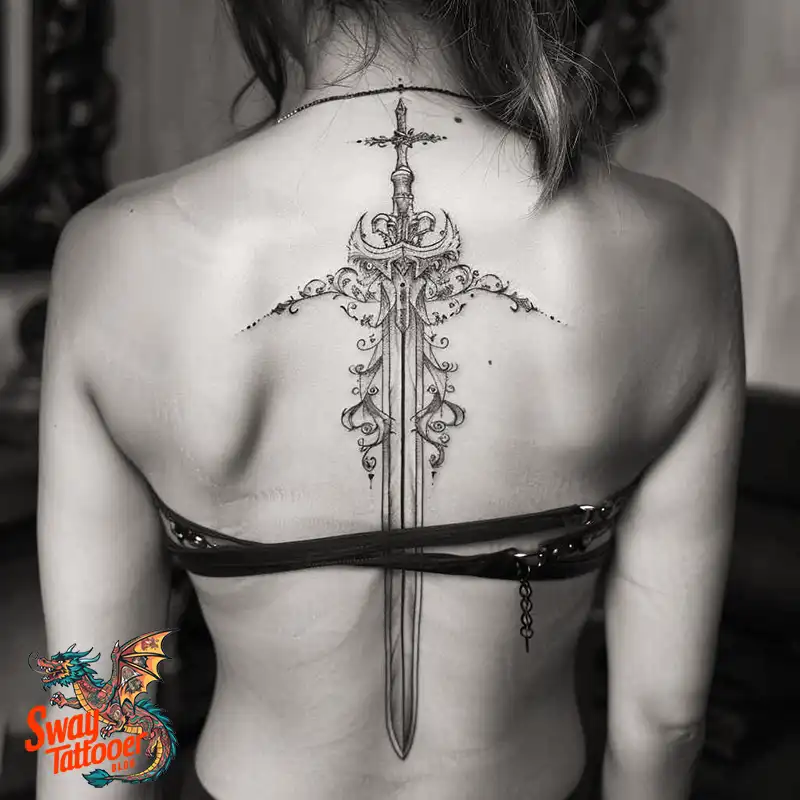 130 Sword on Back Tattoo Design Ideas: Symbol of Strength 21 sword on back tattoo