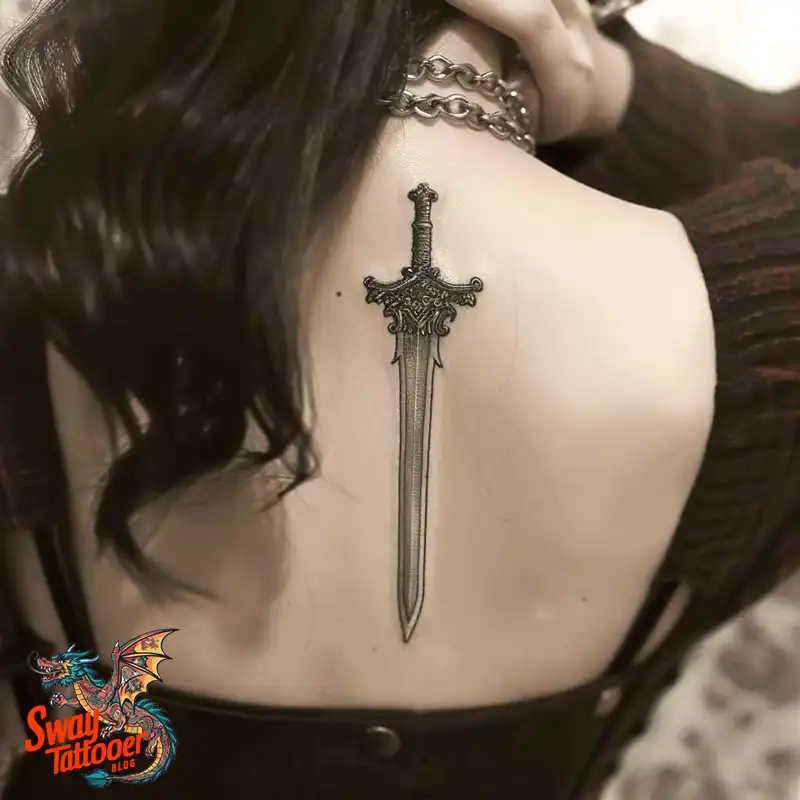 130 Sword on Back Tattoo Design Ideas: Symbol of Strength 18 sword on back tattoo