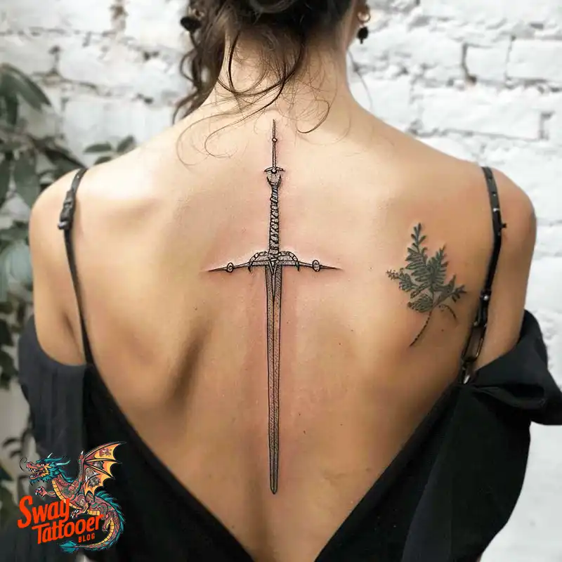 130 Sword on Back Tattoo Design Ideas: Symbol of Strength 14 sword on back tattoo