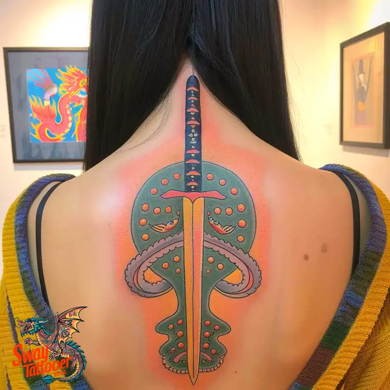 130 Sword on Back Tattoo Design Ideas: Symbol of Strength 6 sword on back tattoo